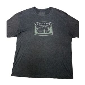 Eddie Bauer Mens 2XL Gray Graphic T-Shirt Gear So Rugged Outdoor Mountain Tee